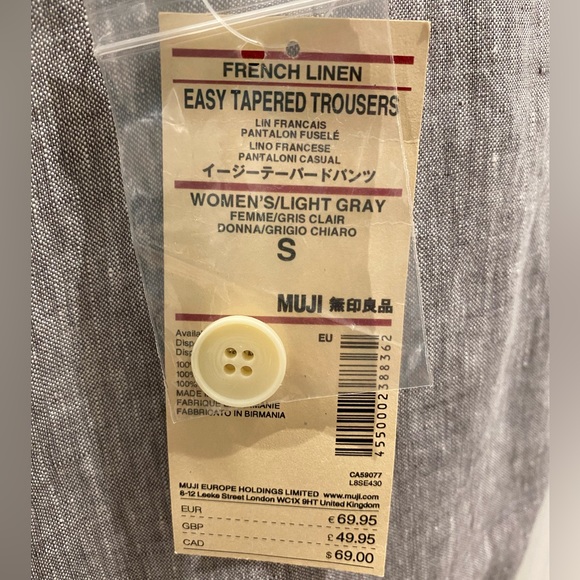 Muji French Linen Easy Tapered Trousers - Picture 3 of 5